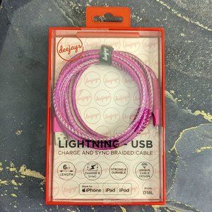 Hot pink lightning usb charge and sync iPhone braided glowing cord